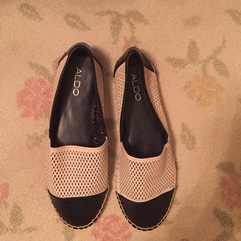 Aldo black and white slip on shoes